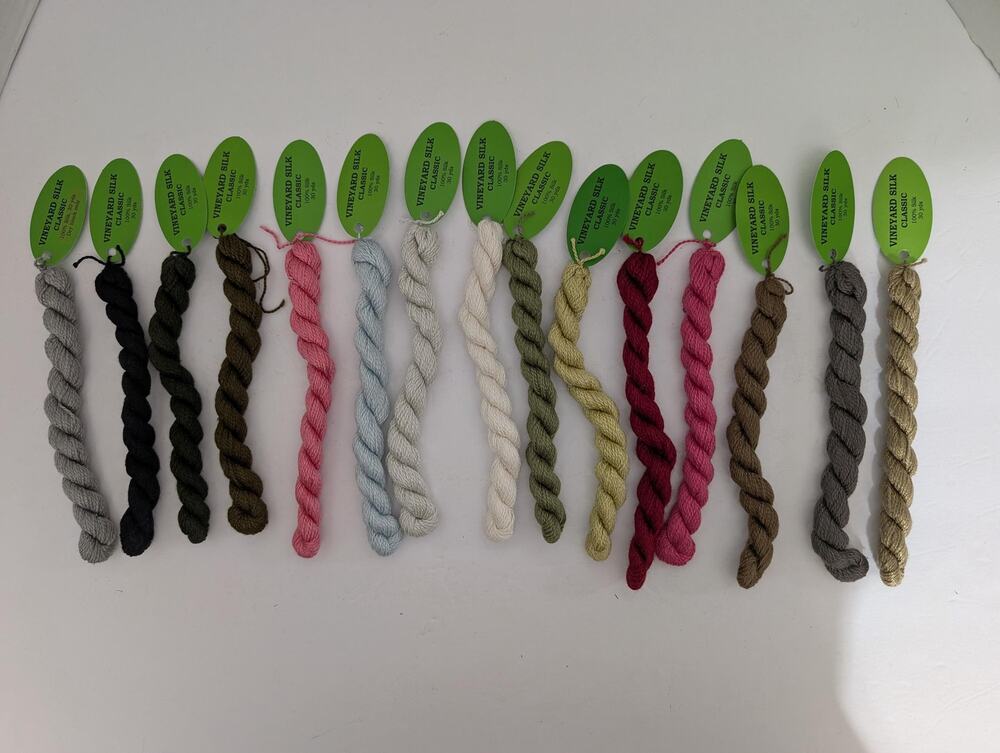 15 Vineyard Silk Classic Thread Lot 100% Silk 30 Yds Skeins